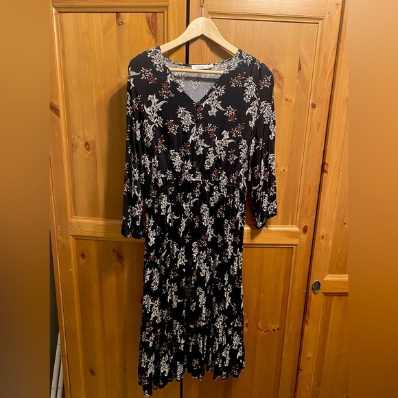Ricki’s Long Black Floral Dress Large - Picture 1 of 4